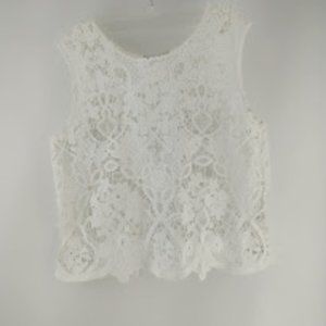 Acemi White Lace Applique Top Size M